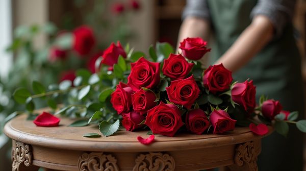 Roses rouges saint valentin avec entrefleuristes